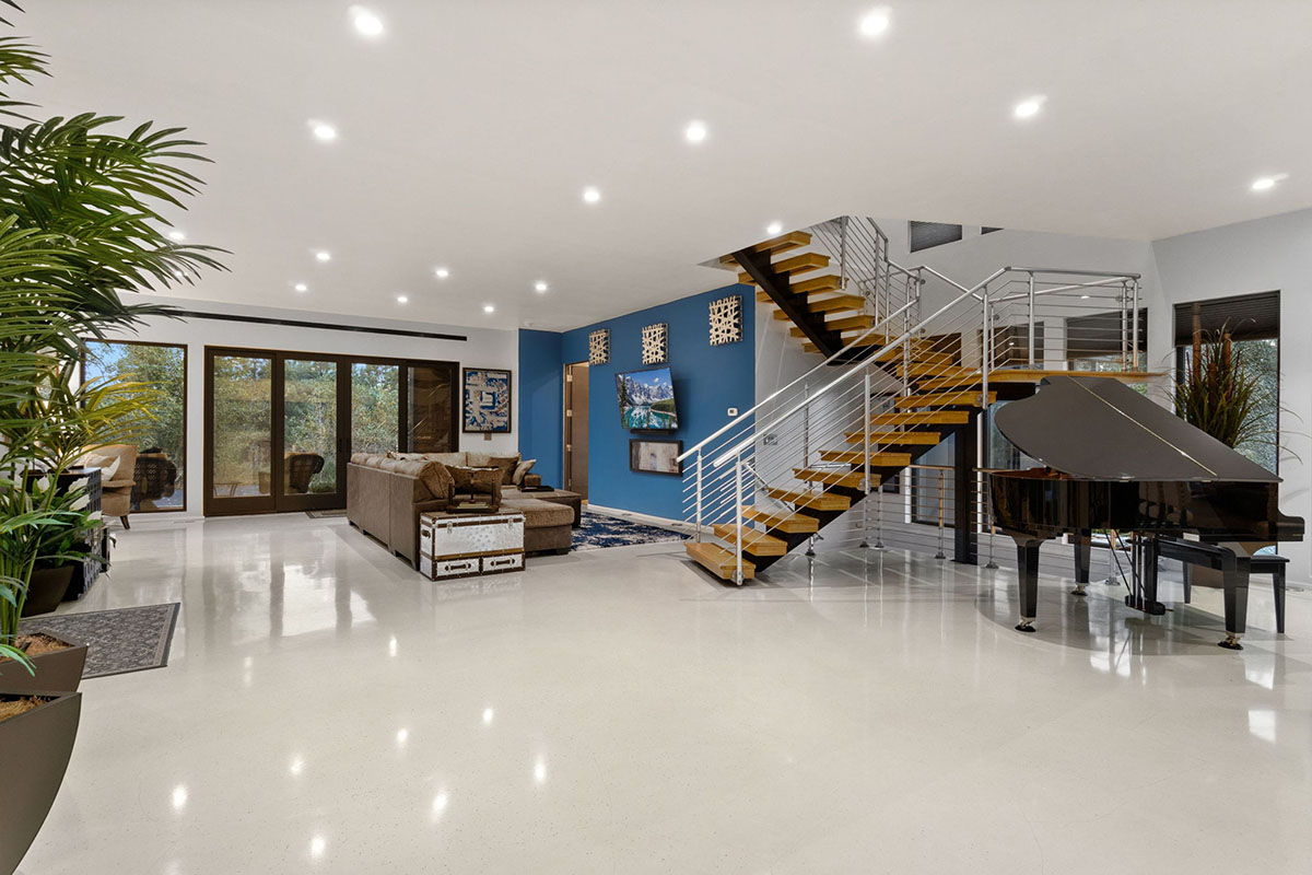 Fort Collins, CO, home remodel, luxury, modern open living space, grand piano, open staircase