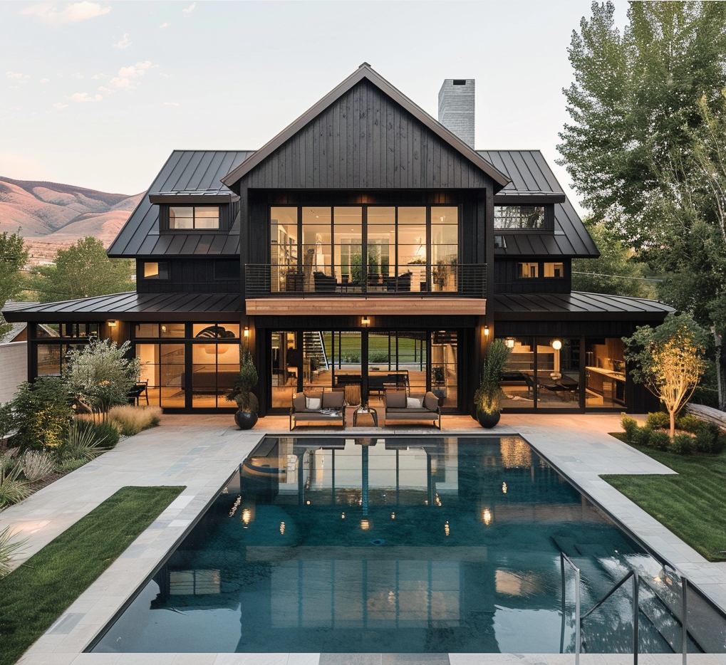 modern barndo with pool