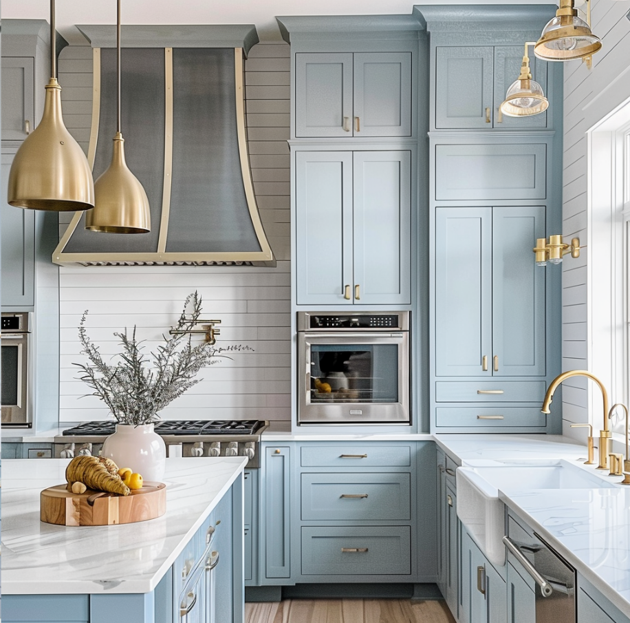 light blue kitchen